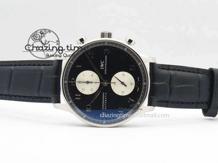 MIROTIME 0313 Modern Portuguese IW371404 ZF V3 1:1 Best Edition SS Black Dial On Black Leather Strap A 7267